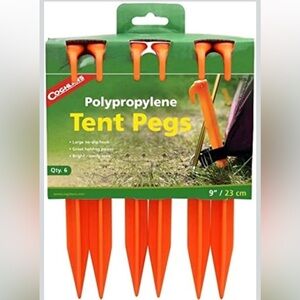 Coghlan's 9-Inch Polypropylene Tent Pegs, 6-Pack. orange NEW